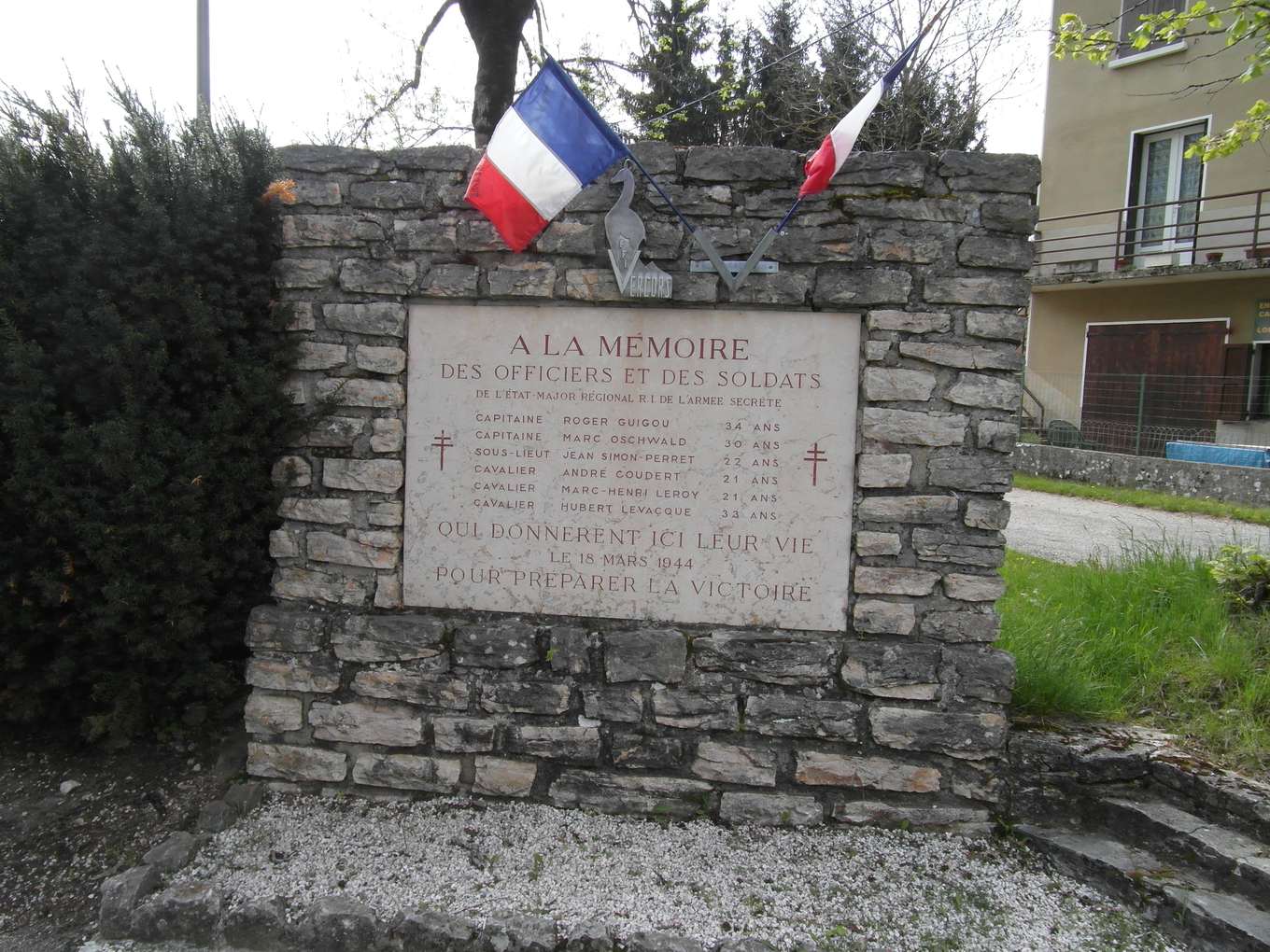 La stèle du 18 mars 1944 à Saint-Julien-en-Vercors